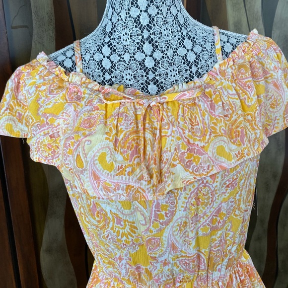 NWT BCX Juniors Paisley Off-the-Shoulder Dress, size L - Picture 2 of 8